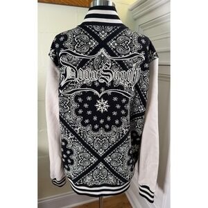 Dogg Supply by Snoop Dogg Varsity Jacket Bandana Paisley Black Beige Men's Large